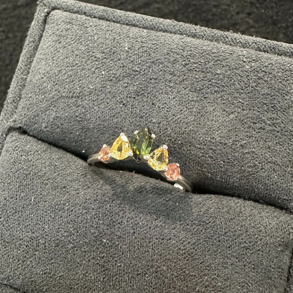 Nature Brazil Tourmaline in 925 Stering Silver Size 7 Ring